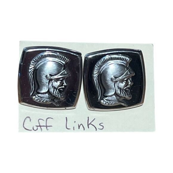Hickok USA Retro Warrior Soldier Spartan Trojan Vintage Silver Tone Cufflinks - Picture 3 of 8